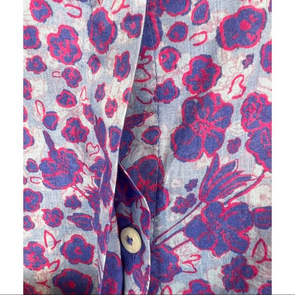 Vineyard Vines Floral Ruffle Button Front cotton Top Size 8 - Picture 10 of 13